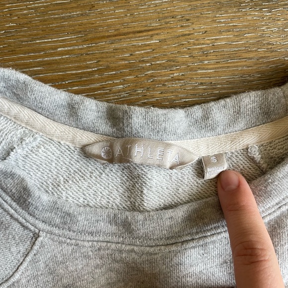 Athleta cinch waist gray sweater with tan ties size small - Picture 3 of 6